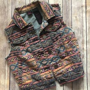 Material Girl Patterned Denim Vest